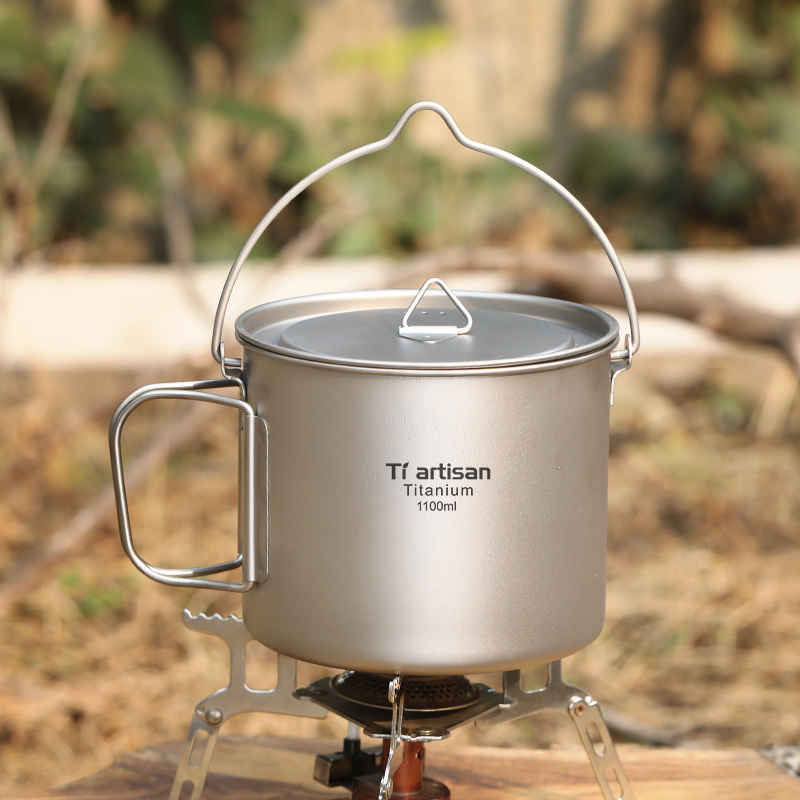 Camping Cooking Pot With Lid - Tiartisan Titanium 1,1L Panci Berkemah Set