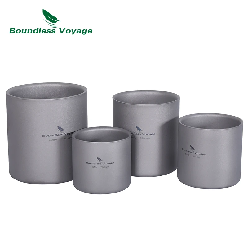 Mess Kit Titanium - Cangkir Dinding Ganda Titanium Kamp Luar