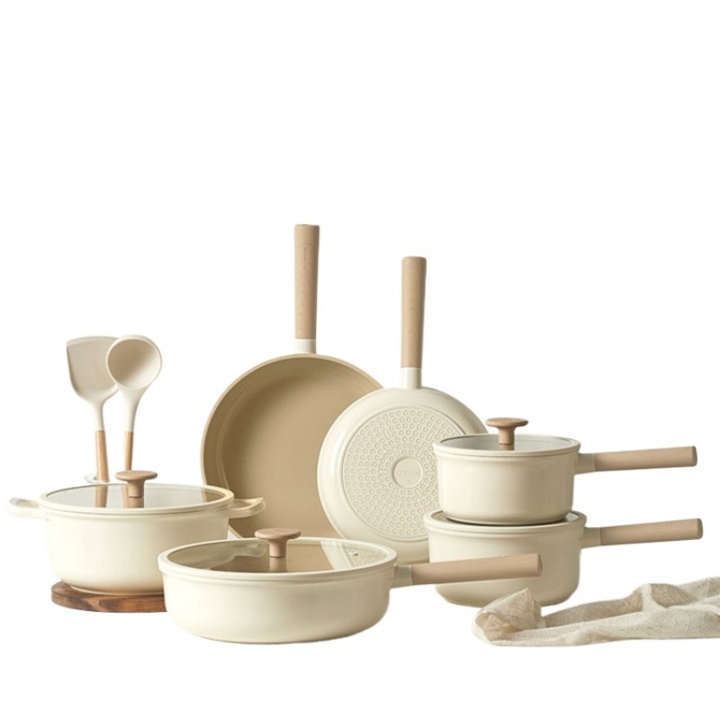 Camping Cooking Set Non Stick - Panci dan Wajan Keramik Titanium Putih