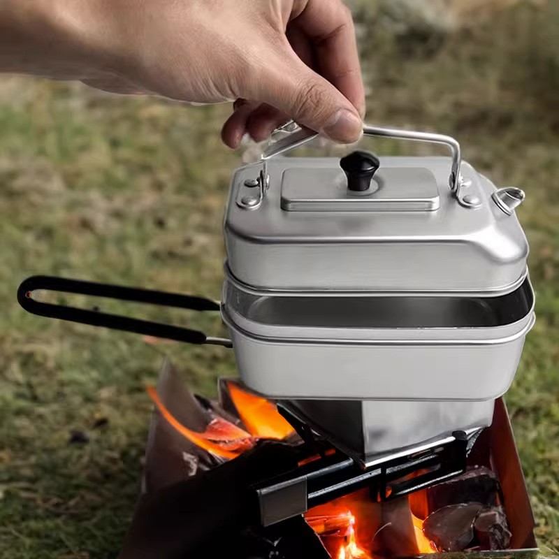Mess Kit Titanium - Ketel dapur ultra ringan portabel, ketel