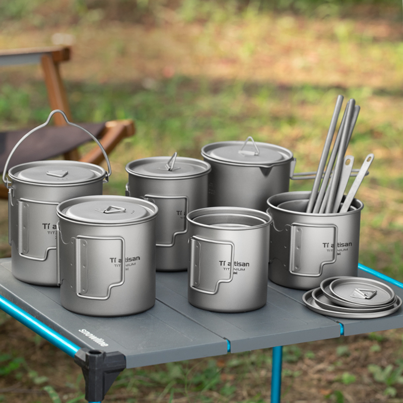 Camping Cooking Set Stainless Steel - Tiartisan cangkir teh kopi portabel, Mug