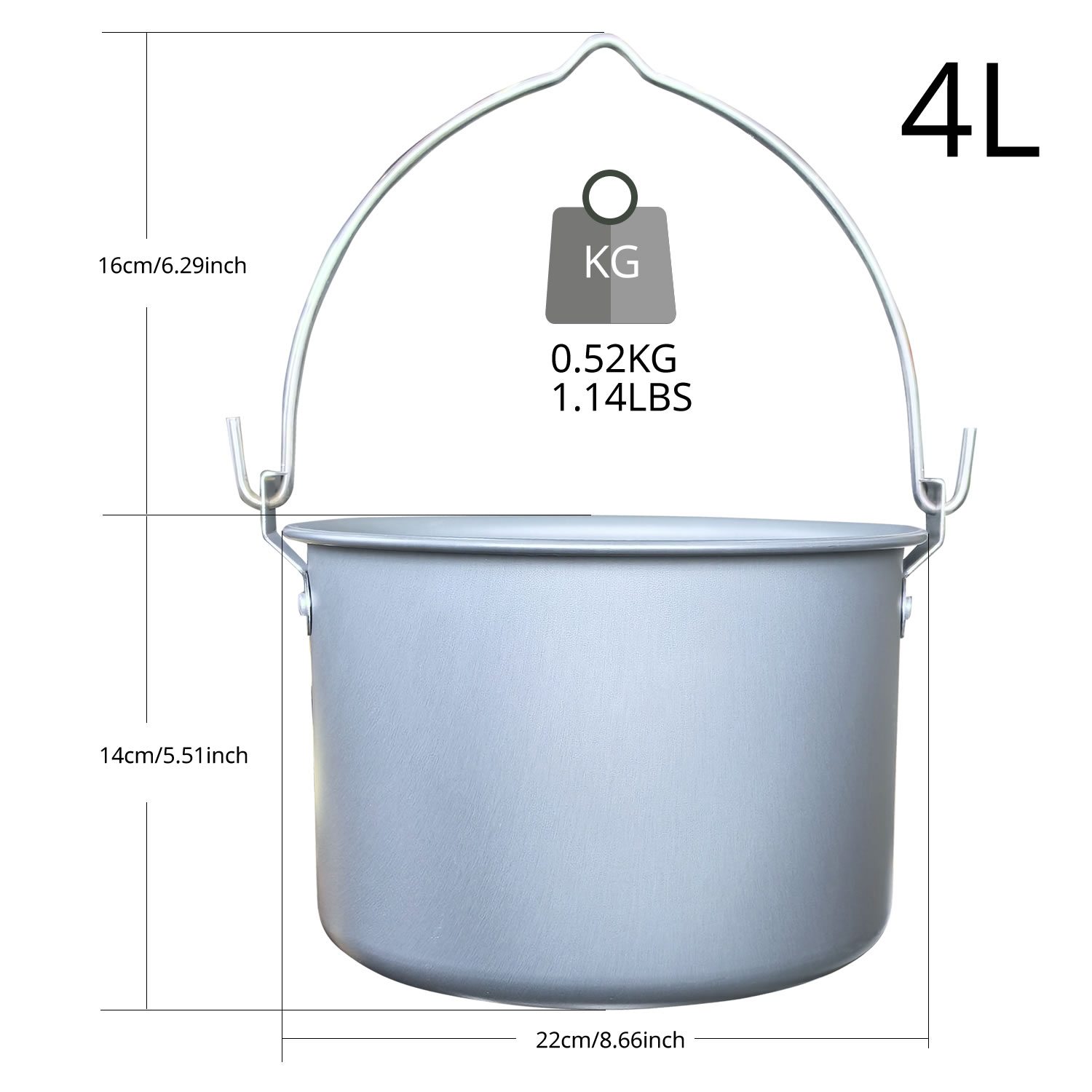 Camping Hanging Cooking Pot - Panci Gantung Luar Ruangan 4L untuk