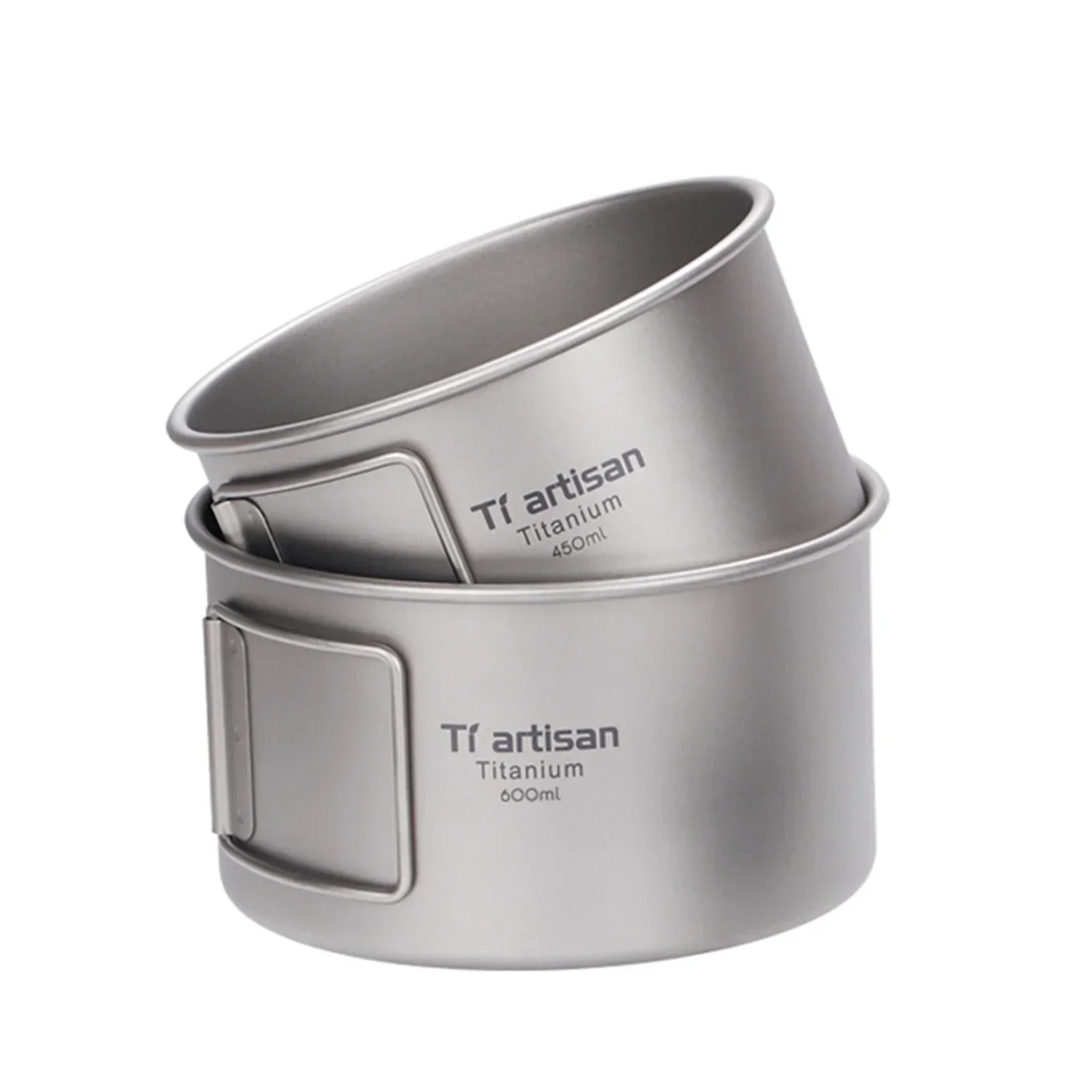 Camping Cooking Pot With Lid - Mangkuk Titanium dengan pegangan lipat, mangkuk