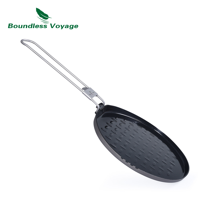Mess Kit Titanium - Wajan Antilengket Titanium dengan Pegangan Lipat