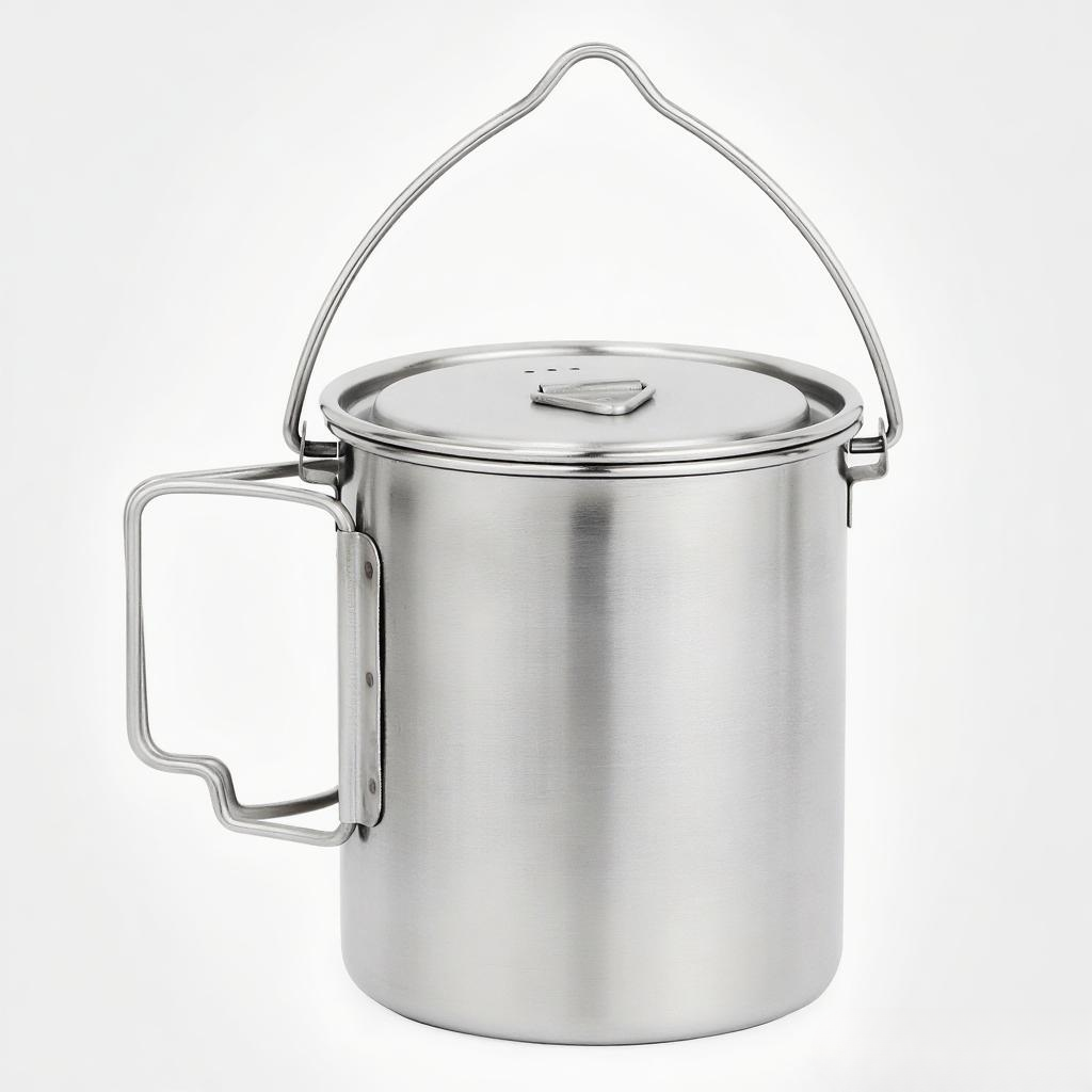 Camping Cooking Pot With Lid - Pot Baja Tahan Karat 750Ml Cangkir