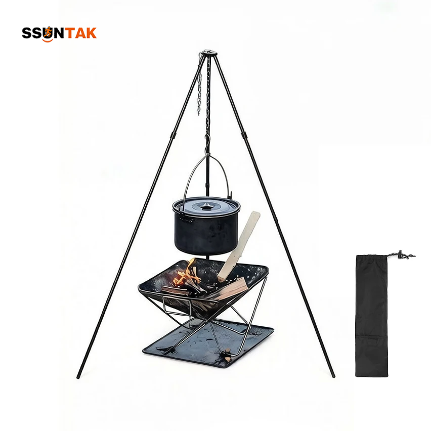 Camping Hanging Cooking Pot - Rak Panci Gantung Tripod BBQ Portabel