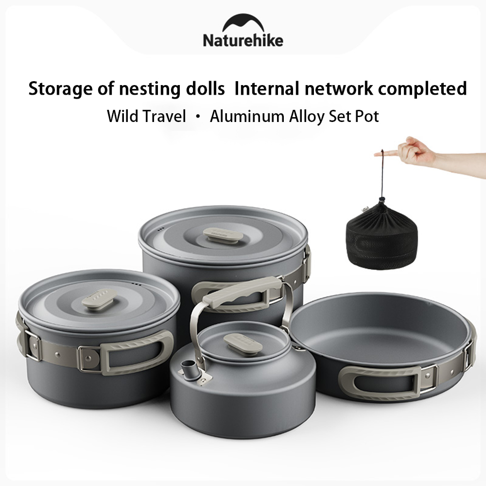 Camping Cooking Set Stainless Steel - Naturehike Set panci luar ruang, peralatan