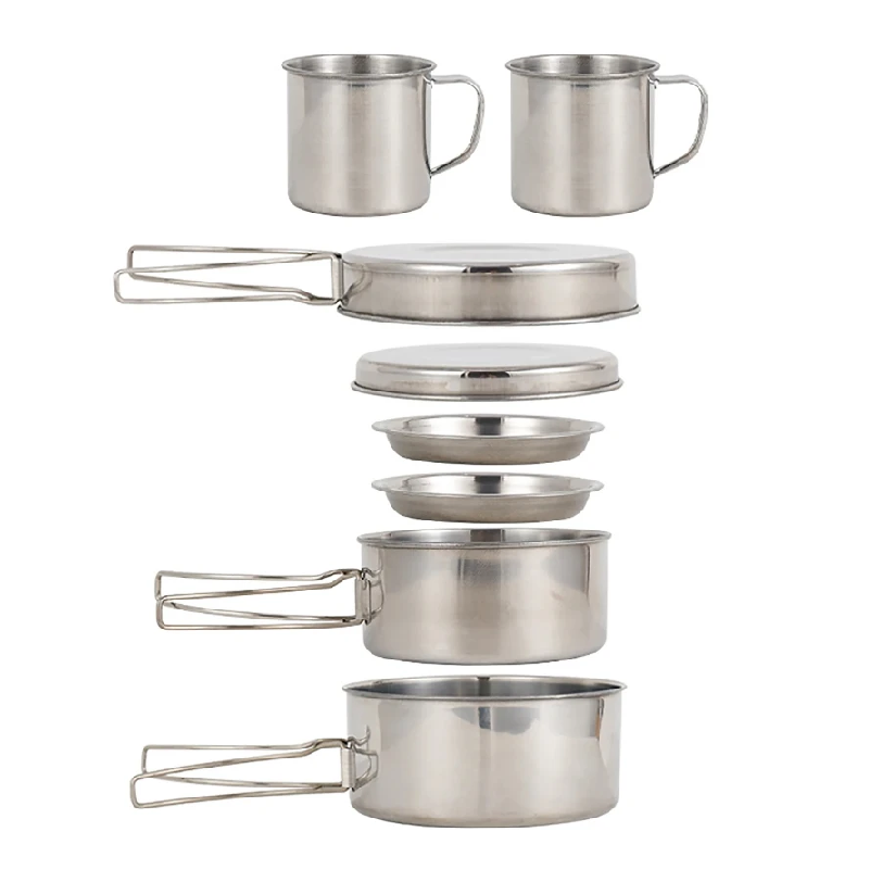 8 Buah/Set Peralatan Masak Ber - Camping Cooking Set Stainless Steel ulasan dan harga