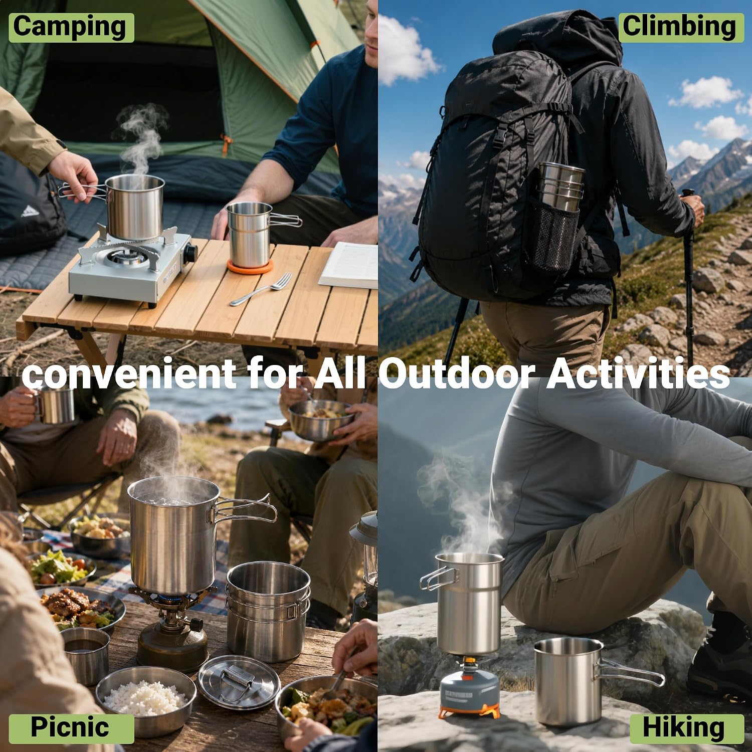 Cangkir Lipat untuk Berkemah,  - Camping Cooking Set Stainless Steel ulasan dan harga