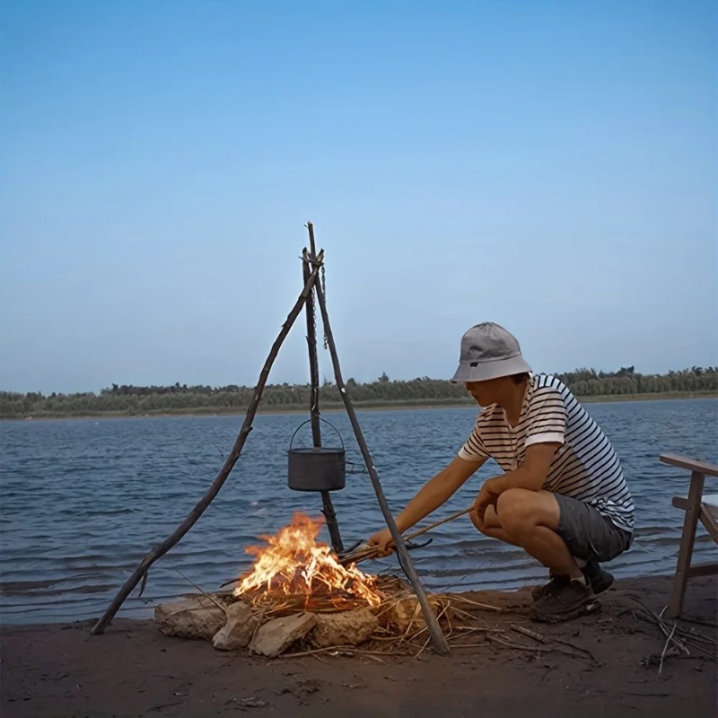 Rak Gantung Tripod BBQ Outdoor - Camping Hanging Cooking Pot ulasan dan harga