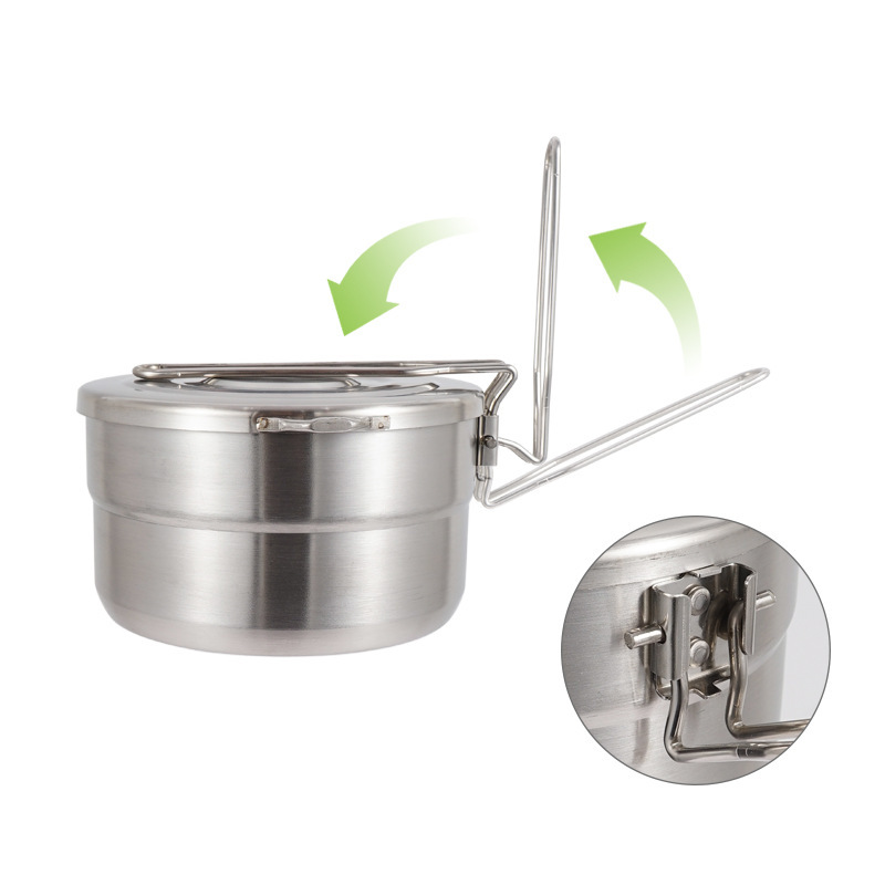 Panci Masak Stainless Steel un - Camping Cooking Pot With Lid ulasan dan harga