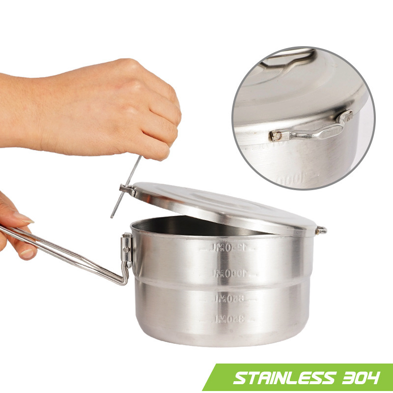 Panci Masak Stainless Steel un - Camping Cooking Pot With Lid ulasan dan harga
