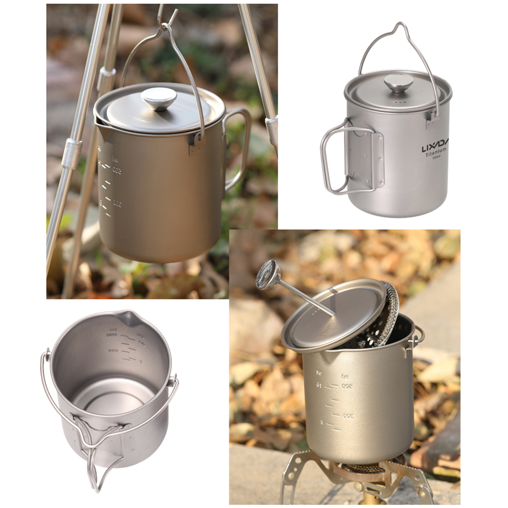 Cangkir Kopi Titanium Lixada 7 - Camping Cooking Pot With Lid ulasan dan harga
