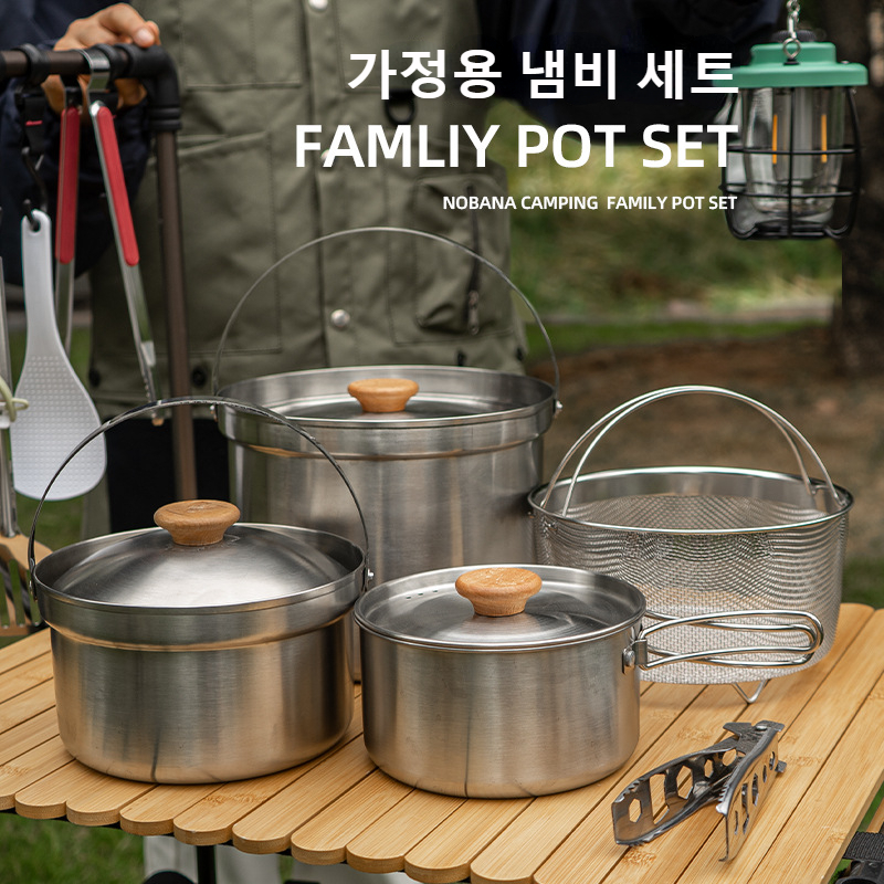 NOBANA Set Panci Baja Tahan Ka - Camping Cooking Set Stainless Steel ulasan dan harga