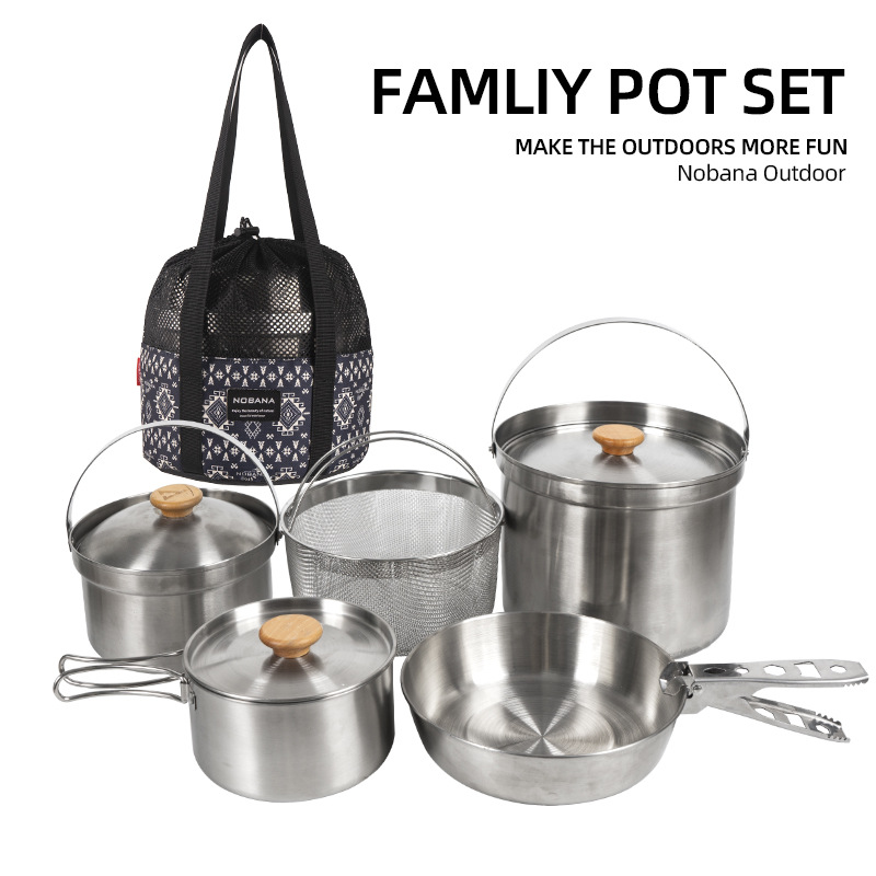 NOBANA Set Panci Baja Tahan Ka - Camping Cooking Set Stainless Steel ulasan dan harga