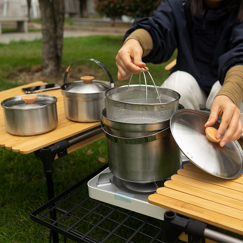 NOBANA Set Panci Baja Tahan Ka - Camping Cooking Set Stainless Steel ulasan dan harga