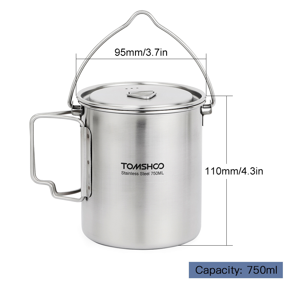 TOMSHOO 750Ml Panci Baja Tahan - Camping Cooking Pot With Lid ulasan dan harga