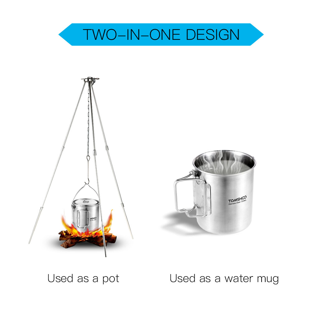 TOMSHOO 750Ml Panci Baja Tahan - Camping Cooking Pot With Lid ulasan dan harga