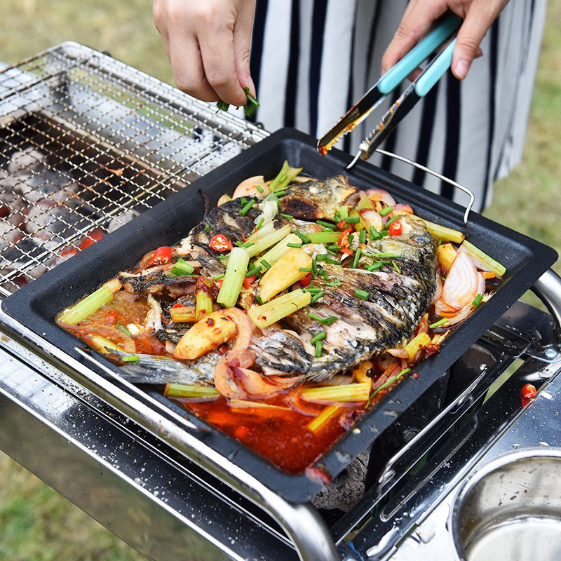 Panci Panggangan Persegi Tebal - Camping Cooking Set Non Stick ulasan dan harga