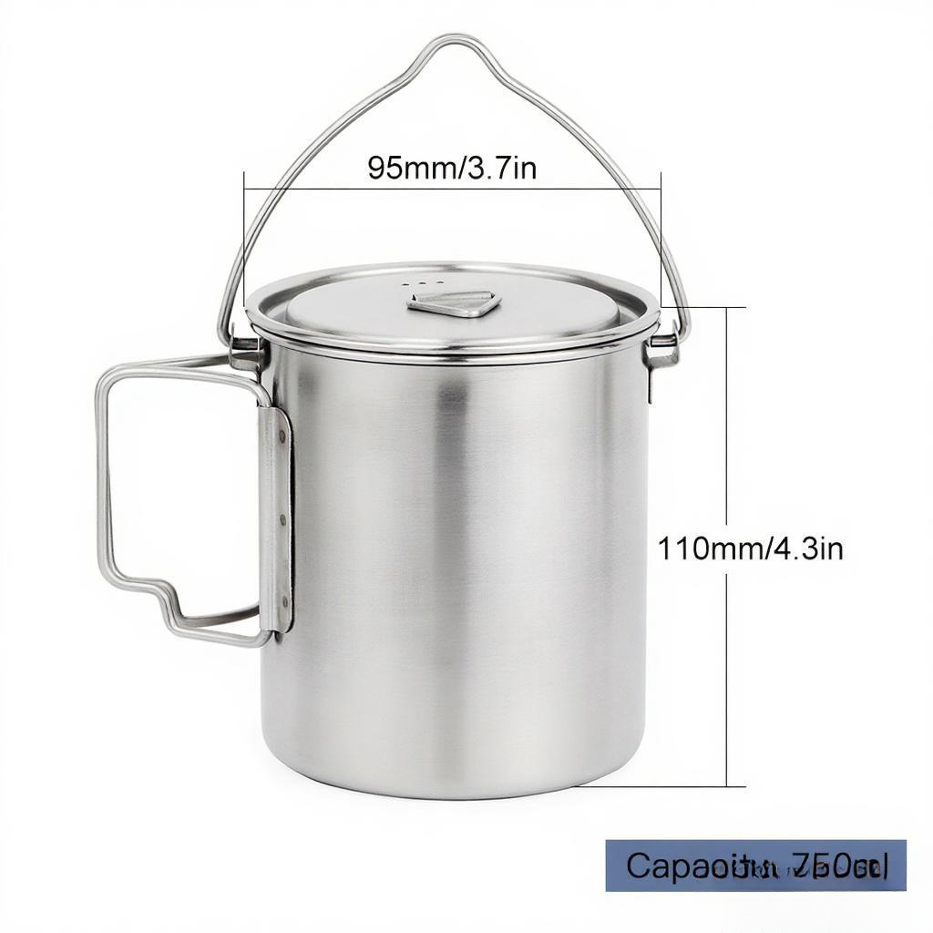 Pot Baja Tahan Karat 750Ml Can - Camping Cooking Pot With Lid ulasan dan harga