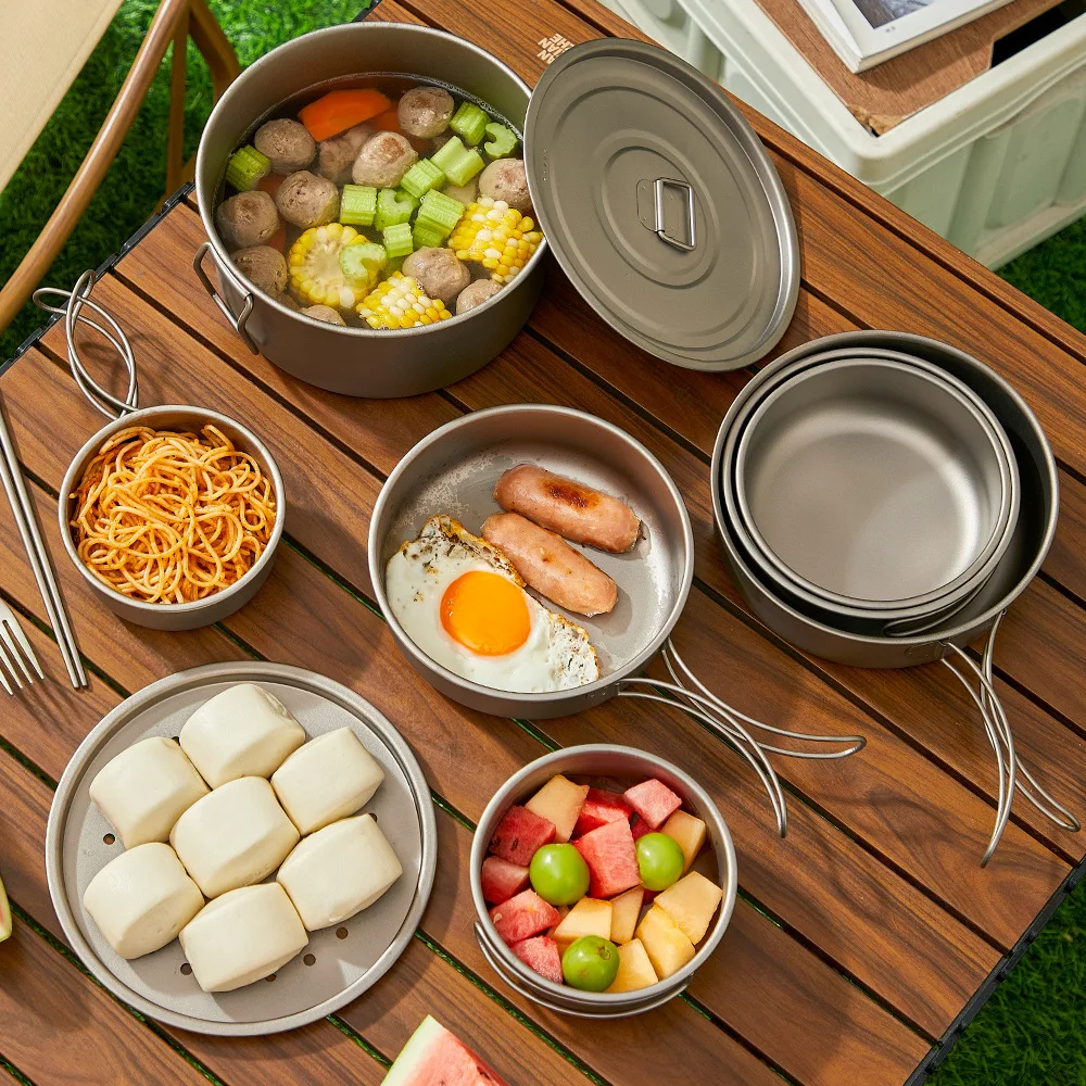 Set Panci Luar Ruangan Titaniu - Mess Kit Titanium ulasan dan harga